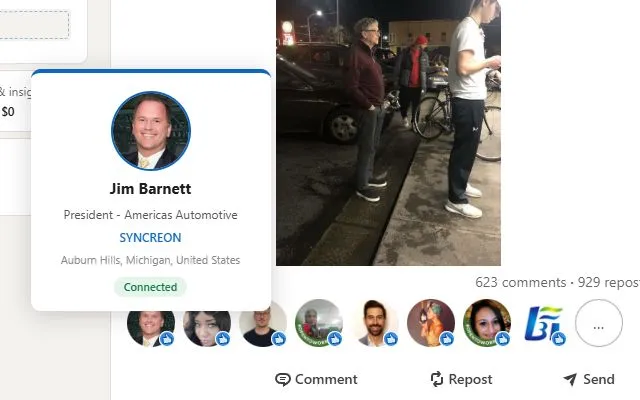 Example of LinkedIn extension pop-up